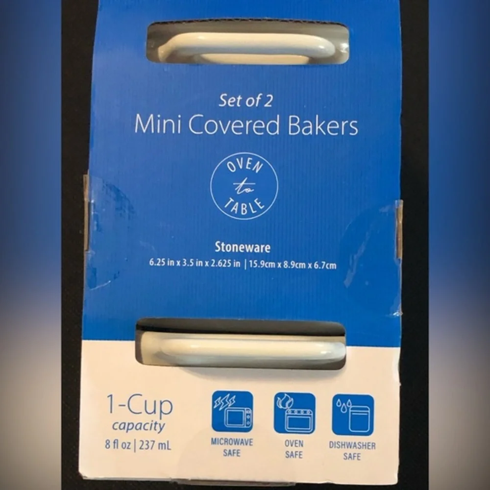Set‎ of 2 oven to table mini ceramic covered bakers with lids new